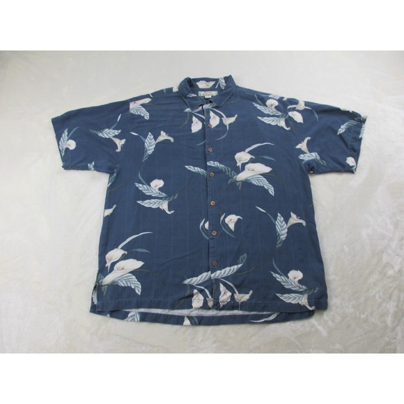 Tommy Bahama Other - Tommy Bahama Shirt Mens Large Blue Floral Silk Button Up Casual *